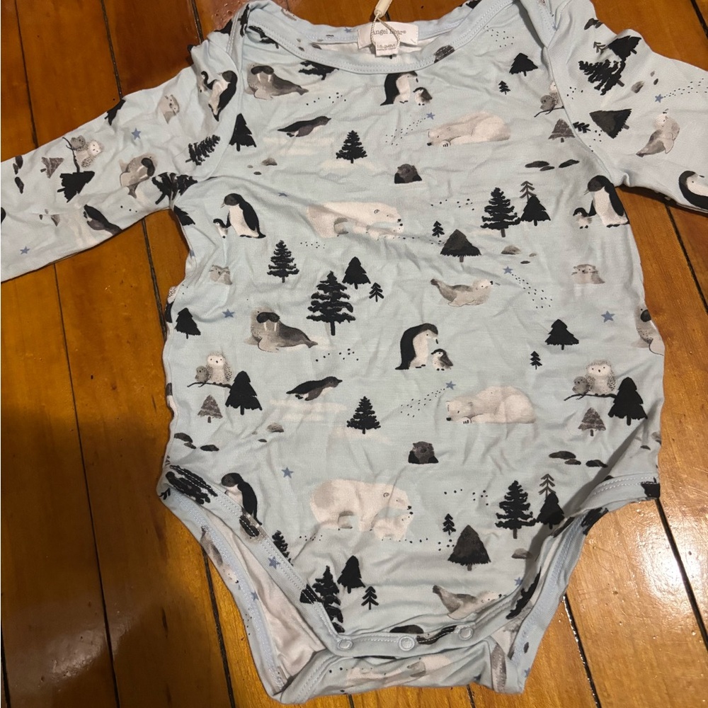 Angel Dear Blue Bodysuit with Playful Print